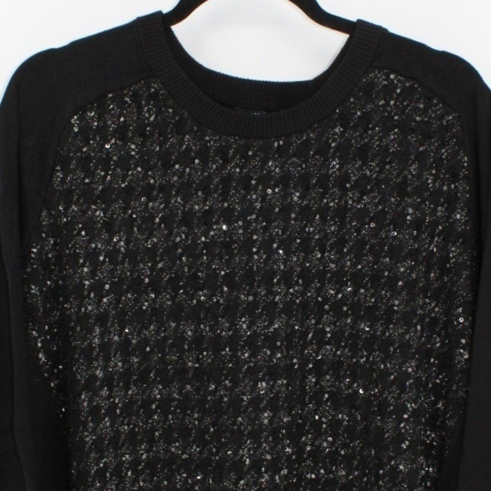 Alfani $95 XL Black Silver Embellished Houndstooth Crew Neck Dolman Sweater